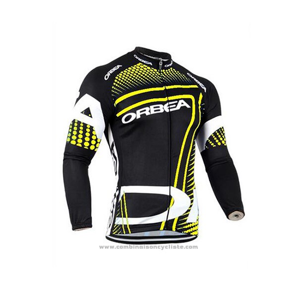 2017 Maillot Cyclisme Orbea Jaune et Noir Manches Longues et Cuissard