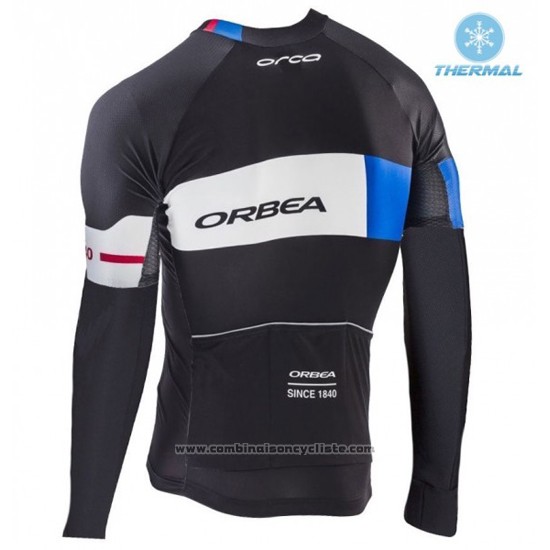 2017 Maillot Cyclisme Orbea Noir et Bleu Manches Longues et Cuissard