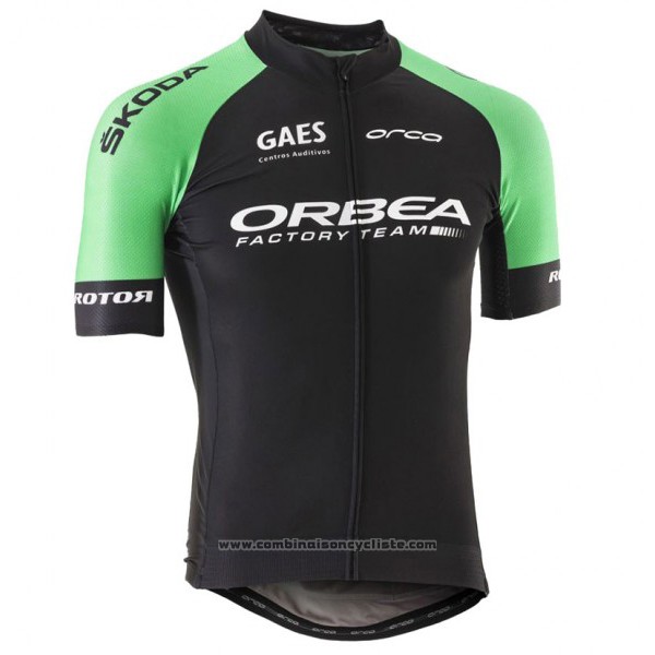 2017 Maillot Cyclisme Orbea Noir et Vert Manches Courtes et Cuissard