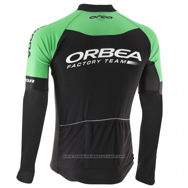 2017 Maillot Cyclisme Orbea Noir et Vert Manches Longues et Cuissard