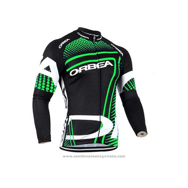 2017 Maillot Cyclisme Orbea Vert et Noir Manches Longues et Cuissard