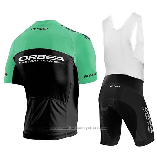 2018 Maillot Cyclisme Orbea Factory Noir Vert Manches Courtes et Cuissard