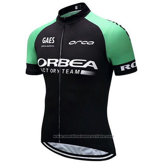 2018 Maillot Cyclisme Orbea Noir et Vert Manches Courtes et Cuissard