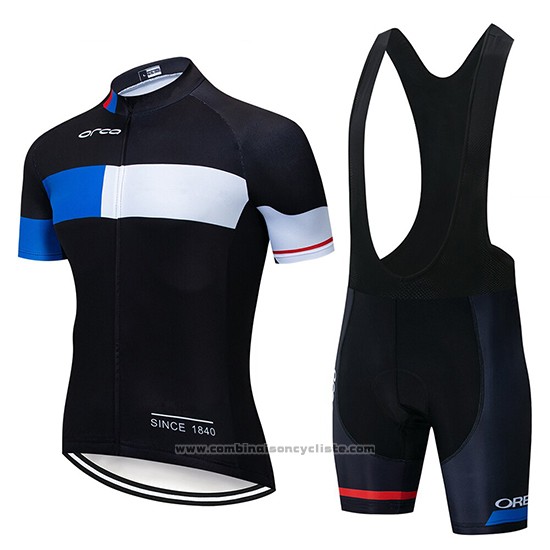 2019 Maillot Cyclisme Orbea Noir Bleu Blanc Manches Courtes et Cuissard
