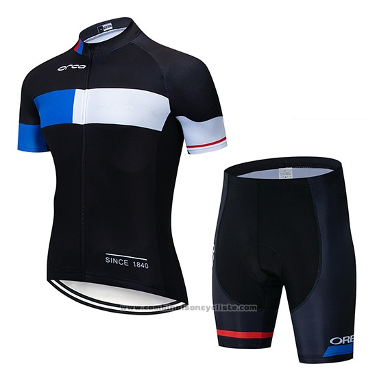2019 Maillot Cyclisme Orbea Noir Bleu Blanc Manches Courtes et Cuissard