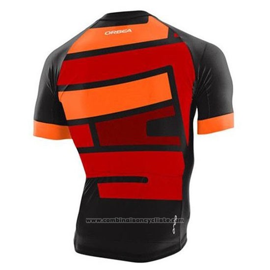 2020 Maillot Cyclisme Orbea Noir Orange Rouge Manches Courtes et Cuissard