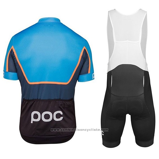 2018 Maillot Cyclisme POC Essential Road Block Bleu Manches Courtes et Cuissard
