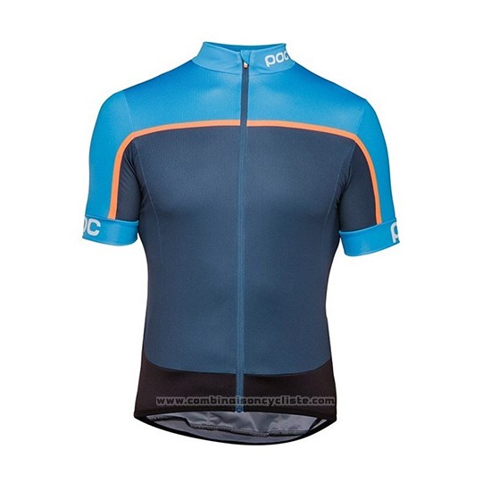 2018 Maillot Cyclisme POC Essential Road Block Bleu Manches Courtes et Cuissard