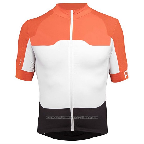 2018 Maillot Cyclisme POC Orange Blanc Noir Manches Courtes et Cuissard