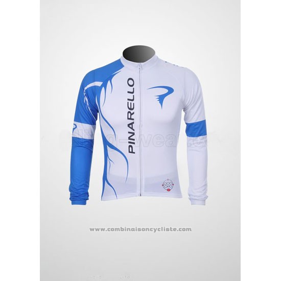 2011 Maillot Cyclisme Pinarello Azur et Blanc Manches Longues et Cuissard