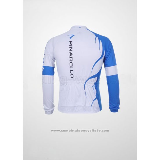 2011 Maillot Cyclisme Pinarello Azur et Blanc Manches Longues et Cuissard