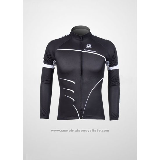 2012 Maillot Cyclisme Pinarello Noir et Blanc Manches Longues et Cuissard