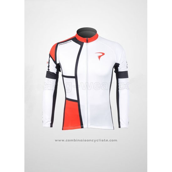 2012 Maillot Cyclisme Pinarello Rouge et Blanc Manches Longues et Cuissard