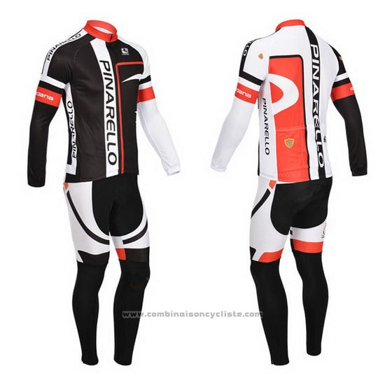 2013 Maillot Cyclisme Pinarello Noir et Rouge Manches Longues et Cuissard