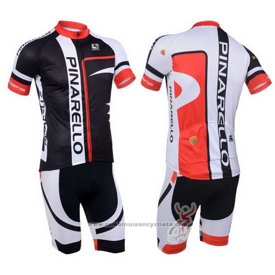 2013 Maillot Cyclisme Pinarello Rouge et Noir Manches Courtes et Cuissard