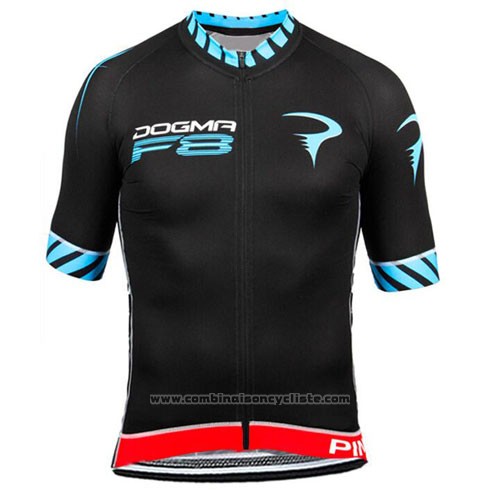 2015 Maillot Cyclisme Pinarello Noir et Bleu Manches Courtes et Cuissard