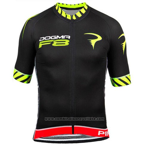2015 Maillot Cyclisme Pinarello Noir et Jaune Manches Courtes et Cuissard