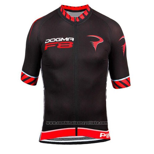2015 Maillot Cyclisme Pinarello Noir et Rouge Manches Courtes et Cuissard