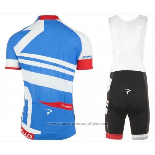 2016 Maillot Cyclisme Pinarello Bleu et Blanc Manches Courtes et Cuissard