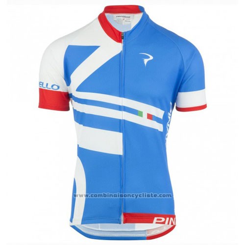 2016 Maillot Cyclisme Pinarello Bleu et Blanc Manches Courtes et Cuissard