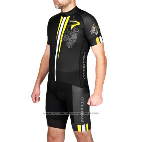 2016 Maillot Cyclisme Pinarello Jaune et Noir Manches Courtes et Cuissard