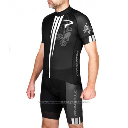 2016 Maillot Cyclisme Pinarello Noir et Blanc Manches Courtes et Cuissard