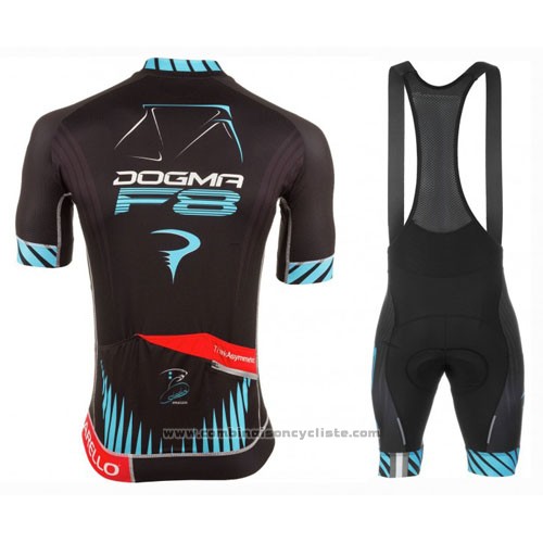 2016 Maillot Cyclisme Pinarello Noir et Bleu Manches Courtes et Cuissard