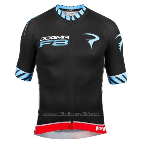 2016 Maillot Cyclisme Pinarello Noir et Bleu Manches Courtes et Cuissard
