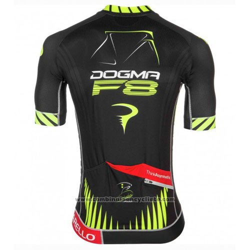 2016 Maillot Cyclisme Pinarello Noir et Jaune Manches Courtes et Cuissard