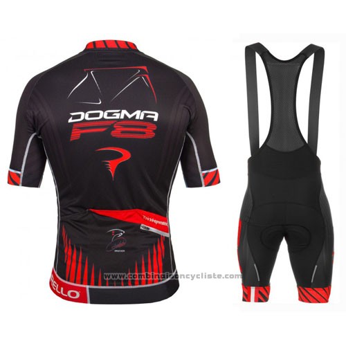 2016 Maillot Cyclisme Pinarello Noir et Rouge Manches Courtes et Cuissard