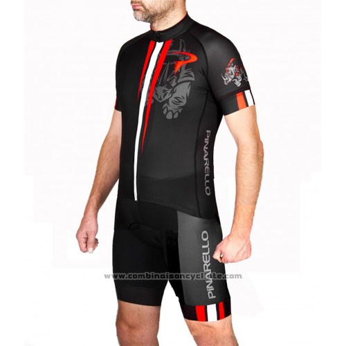 2016 Maillot Cyclisme Pinarello Rouge et Noir Manches Courtes et Cuissard