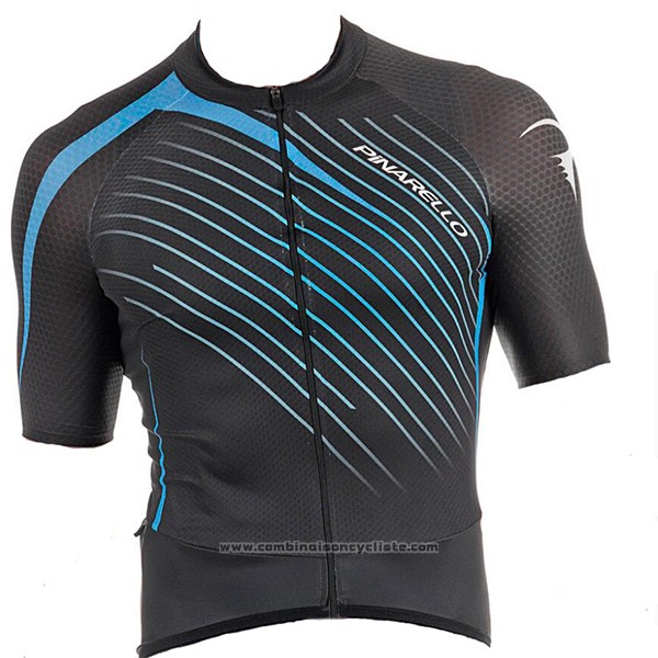 2017 Maillot Cyclisme Pinarello Bleu et Noir Manches Courtes et Cuissard