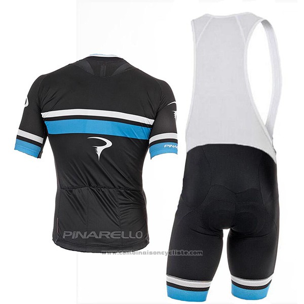 2017 Maillot Cyclisme Pinarello Noir et Bleu Manches Courtes et Cuissard