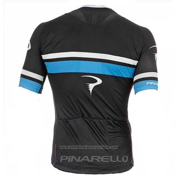 2017 Maillot Cyclisme Pinarello Noir et Bleu Manches Courtes et Cuissard