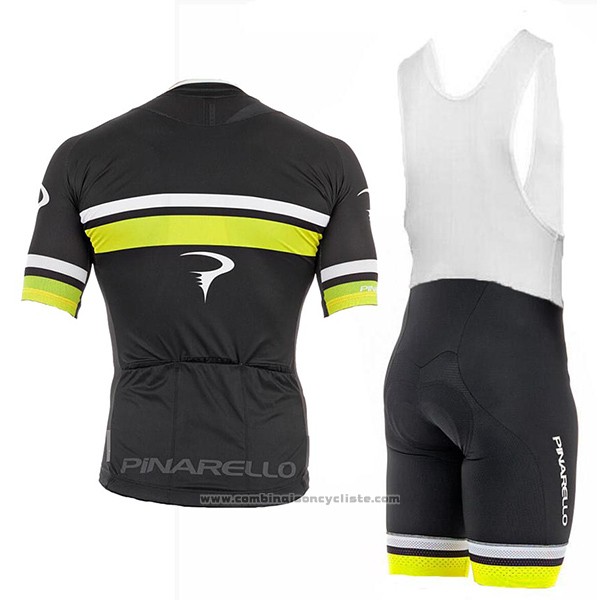 2017 Maillot Cyclisme Pinarello Noir et Jaune Manches Courtes et Cuissard