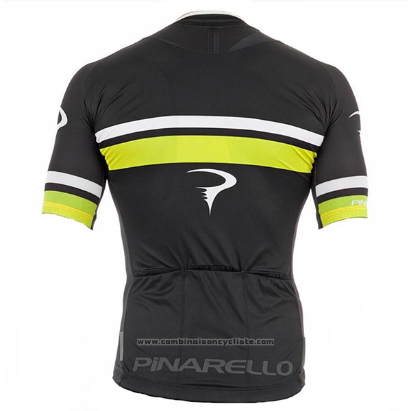 2017 Maillot Cyclisme Pinarello Noir et Jaune Manches Courtes et Cuissard