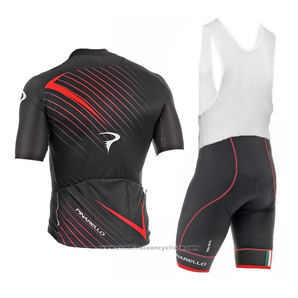 2017 Maillot Cyclisme Pinarello Noir et Rouge Manches Courtes et Cuissard