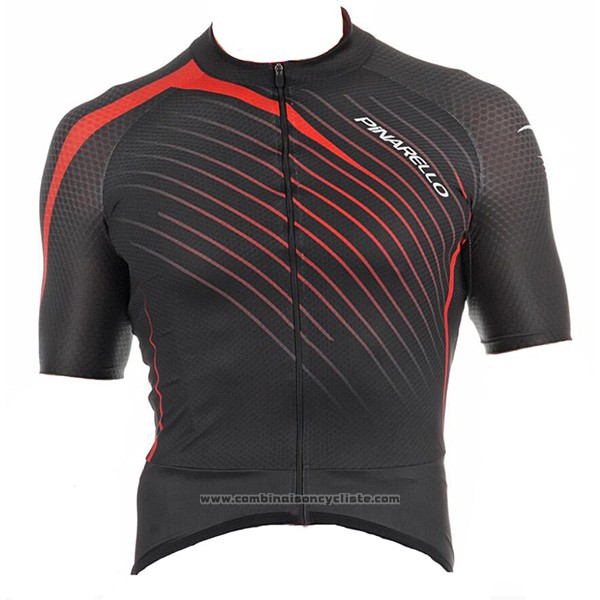 2017 Maillot Cyclisme Pinarello Noir et Rouge Manches Courtes et Cuissard