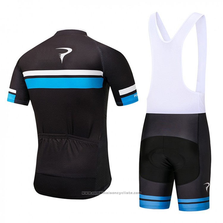 2018 Maillot Cyclisme Pinarello Noir et Bleu Manches Courtes et Cuissard