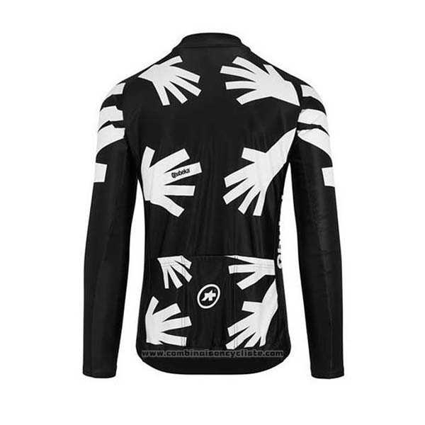 2020 Maillot Cyclisme Qhubeka Noir Blanc Manches Longues et Cuissard