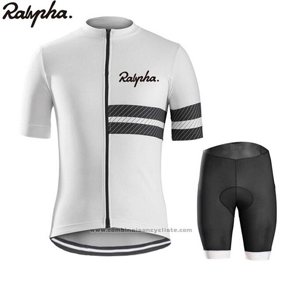 2019 Maillot Cyclisme Ralph Blanc Noir Manches Courtes et Cuissard