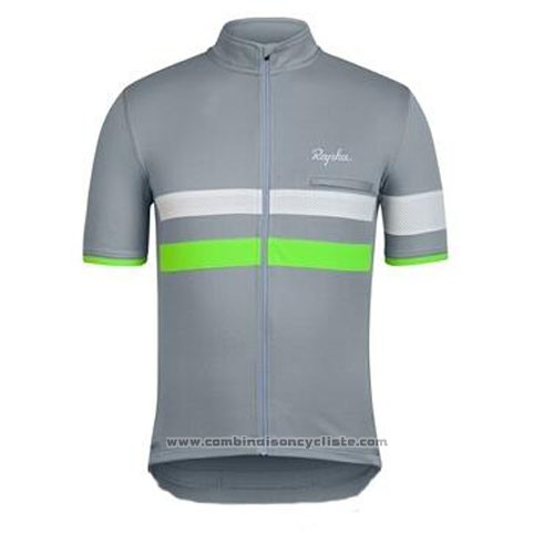 2015 Maillot Cyclisme Rapha Gris et Vert Manches Courtes et Cuissard