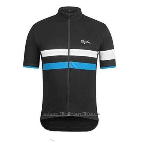 2015 Maillot Cyclisme Rapha Noir et Bleu Manches Courtes et Cuissard