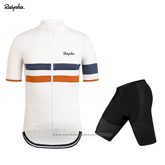 2019 Maillot Cyclisme Rapha Blanc Orange Manches Courtes et Cuissard