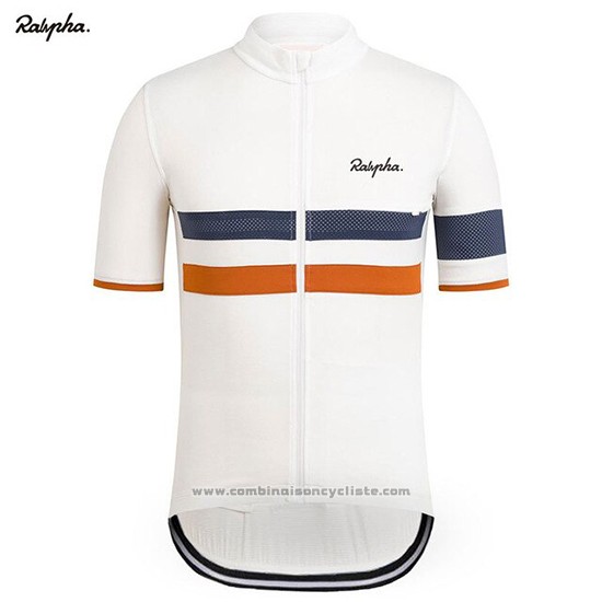 2019 Maillot Cyclisme Rapha Blanc Orange Manches Courtes et Cuissard