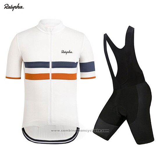 2019 Maillot Cyclisme Rapha Blanc Orange Manches Courtes et Cuissard