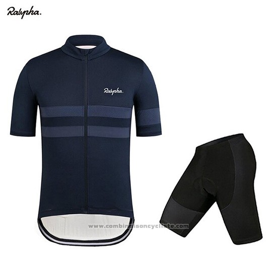 2019 Maillot Cyclisme Rapha Fonce Bleu Manches Courtes et Cuissard