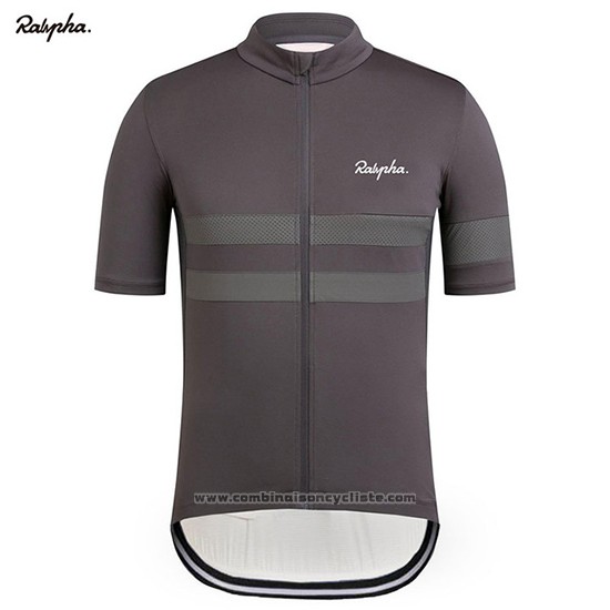 2019 Maillot Cyclisme Rapha Fonce Gris Manches Courtes et Cuissard