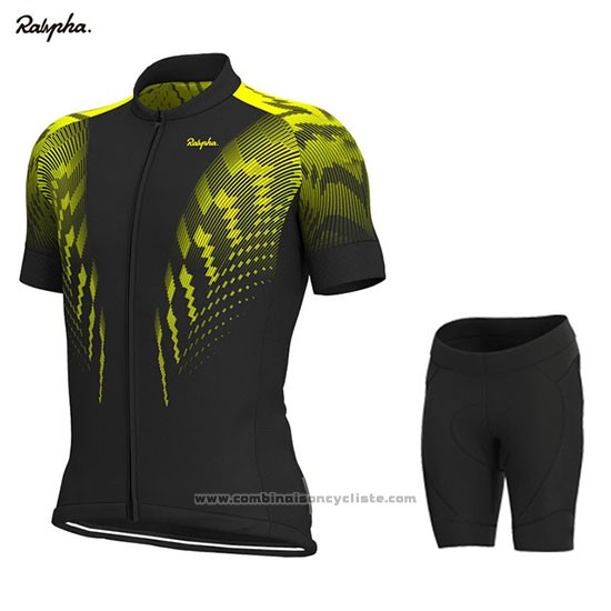 2019 Maillot Cyclisme Rapha Noir Jaune Manches Courtes et Cuissard