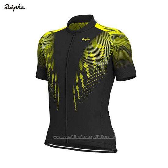 2019 Maillot Cyclisme Rapha Noir Jaune Manches Courtes et Cuissard